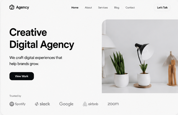 Agency — white themed creative digital agency homepage