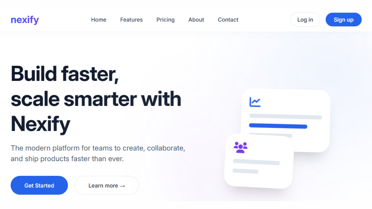 Nexify landing preview